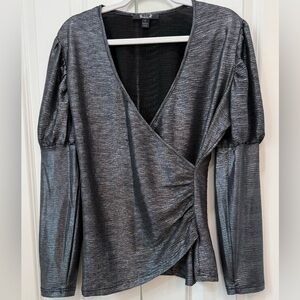 AZI Elegant Metallic Wrap Top